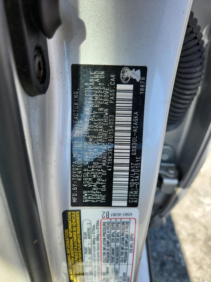 2006 Toyota Avalon Xl VIN: 4T1BK36B76U154053 Lot: 84406935