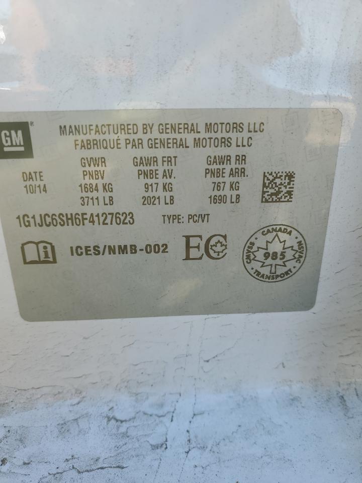 2015 Chevrolet Sonic Lt VIN: 1G1JC6SH6F4127623 Lot: 84642875