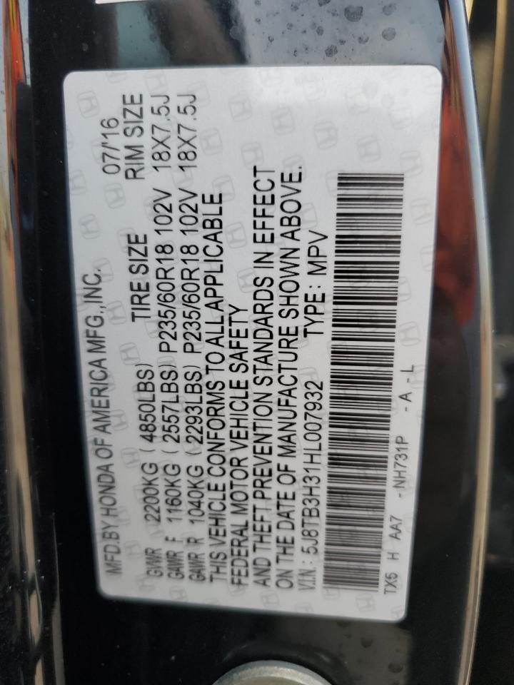 2017 Acura Rdx VIN: 5J8TB3H31HL007932 Lot: 82755955