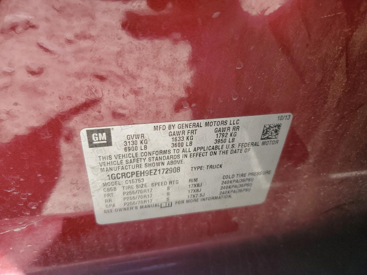 2014 Chevrolet Silverado C1500 VIN: 1GCRCPEH9EZ172908 Lot: 85279385