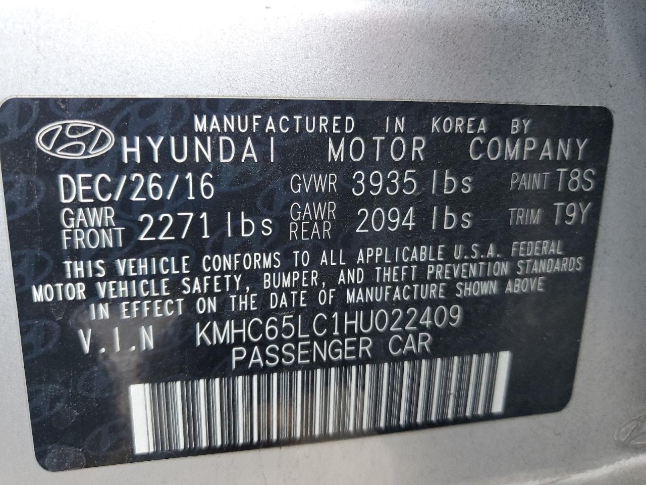 2017 Hyundai Ioniq Blue VIN: KMHC65LC1HU022409 Lot: 82265615