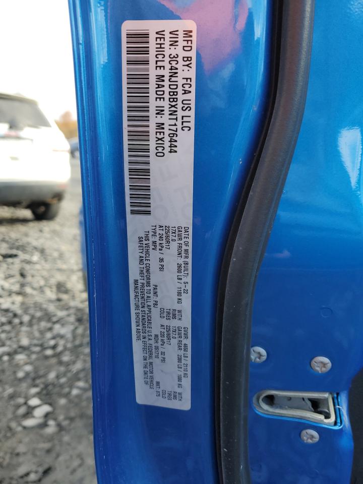 2022 Jeep Compass Latitude VIN: 3C4NJDBBXNT176444 Lot: 89662255