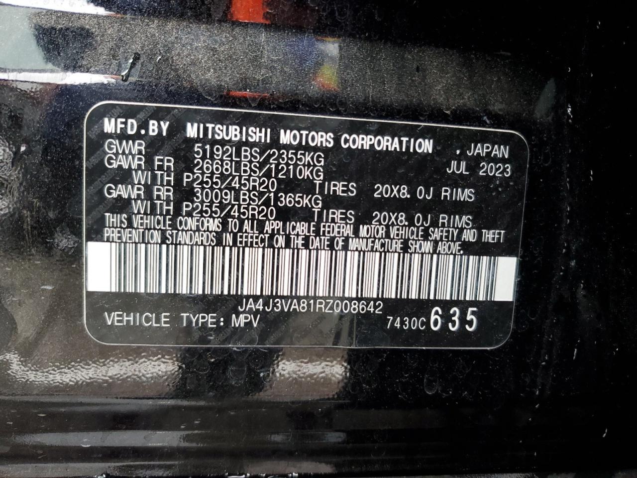 2024 Mitsubishi Outlander Se VIN: JA4J3VA81RZ008642 Lot: 86182875