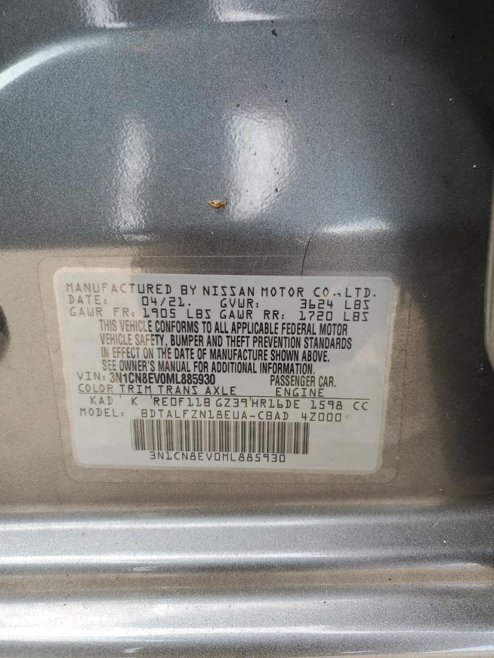 2021 Nissan Versa Sv VIN: 3N1CN8EV0ML885930 Lot: 87261625