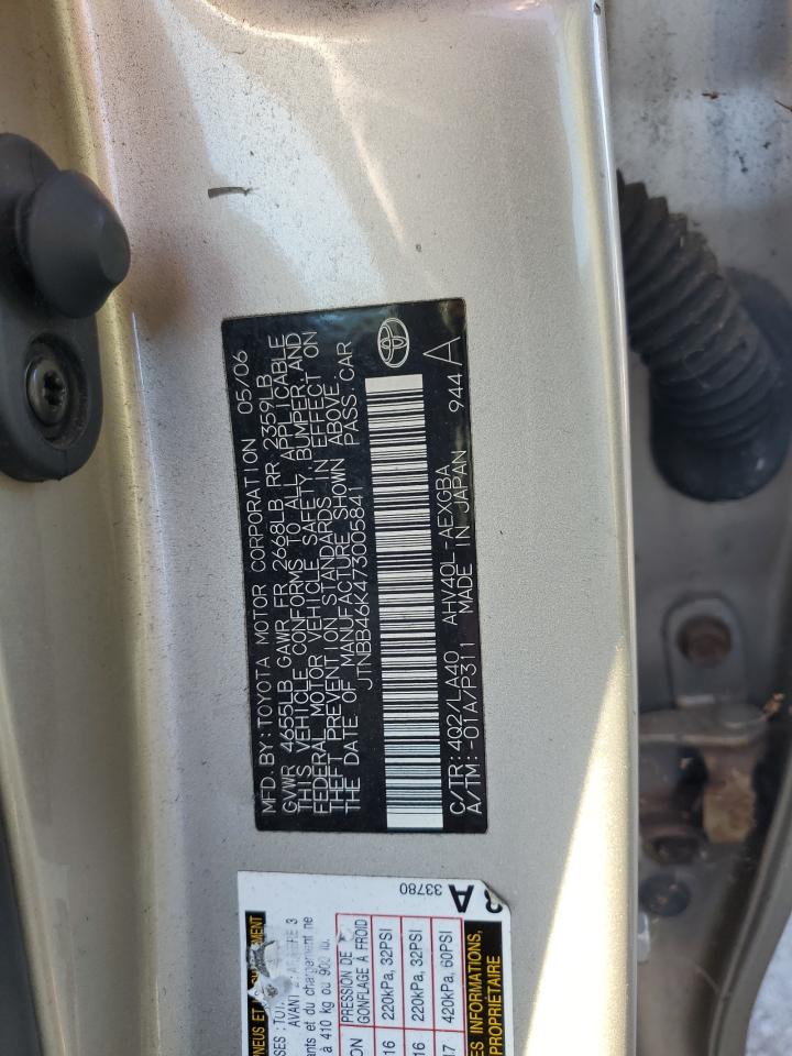 2007 Toyota Camry Hybrid VIN: JTNBB46K473005841 Lot: 85146145