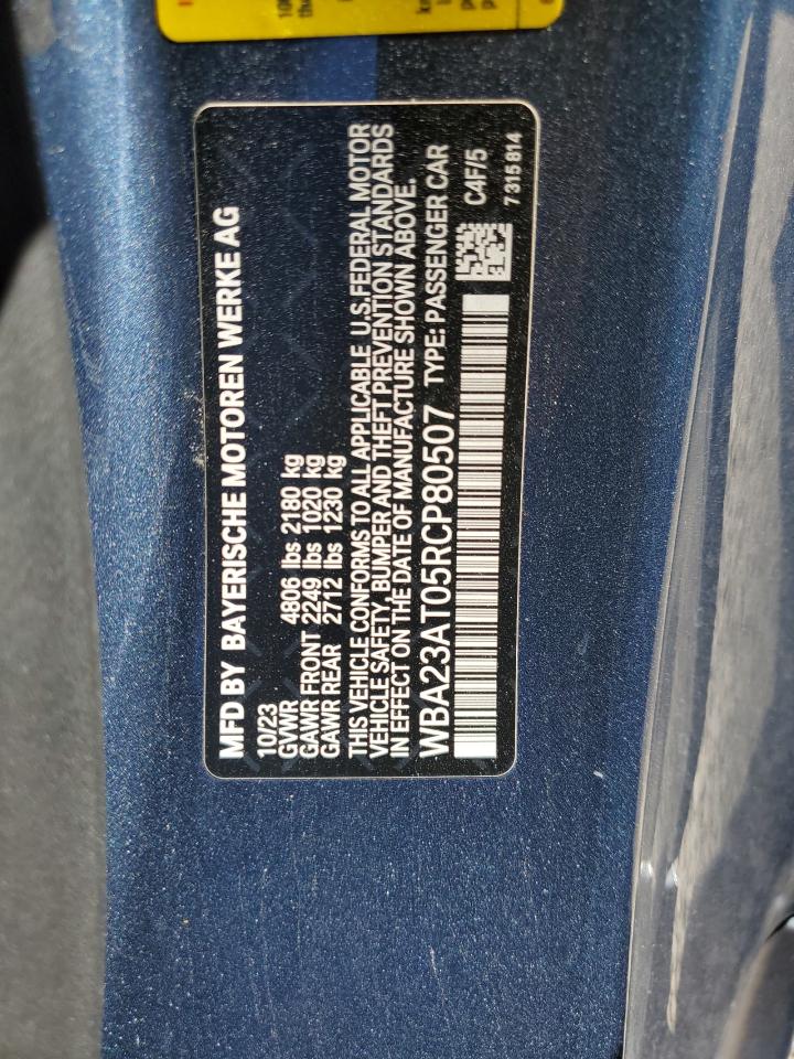 2024 BMW 430I VIN: WBA23AT05RCP80507 Lot: 90914715