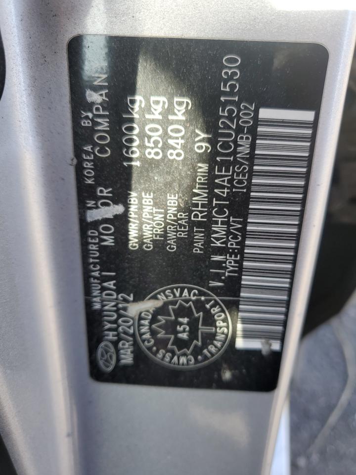 2012 Hyundai Accent Gls VIN: KMHCT4AE1CU251530 Lot: 82392105