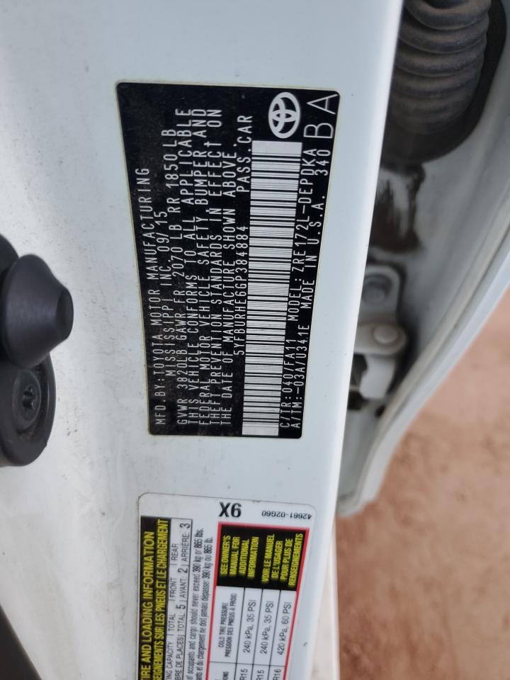 2016 Toyota Corolla L VIN: 5YFBURHE6GP384884 Lot: 82179045