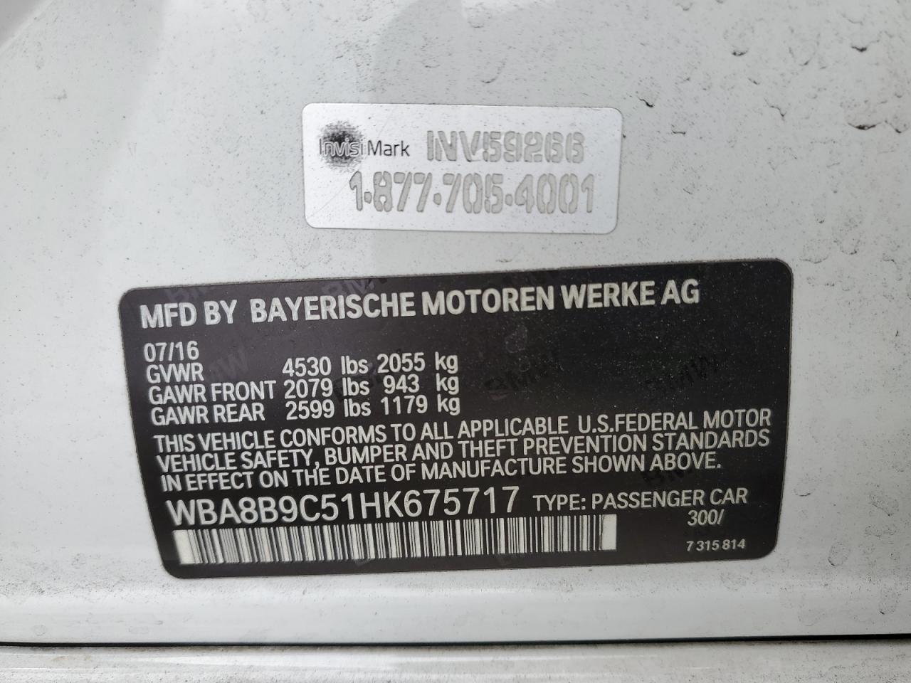 2017 BMW 330 I VIN: WBA8B9C51HK675717 Lot: 82287025