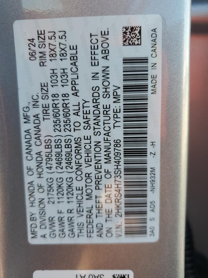 2025 Honda Cr-V Exl VIN: 2HKRS4H73SH409786 Lot: 81898335