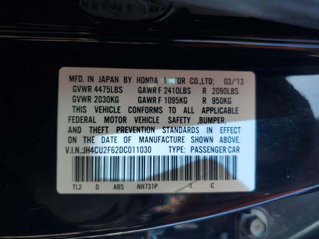 2013 Acura Tsx Tech VIN: JH4CU2F62DC011030 Lot: 89930095