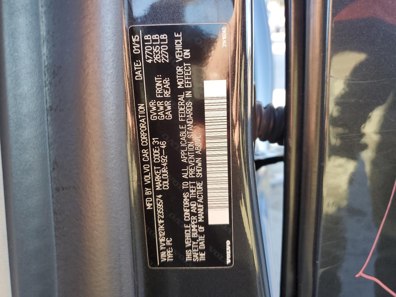 2015 Volvo S60 Premier VIN: YV1612TK1F2359574 Lot: 89534055