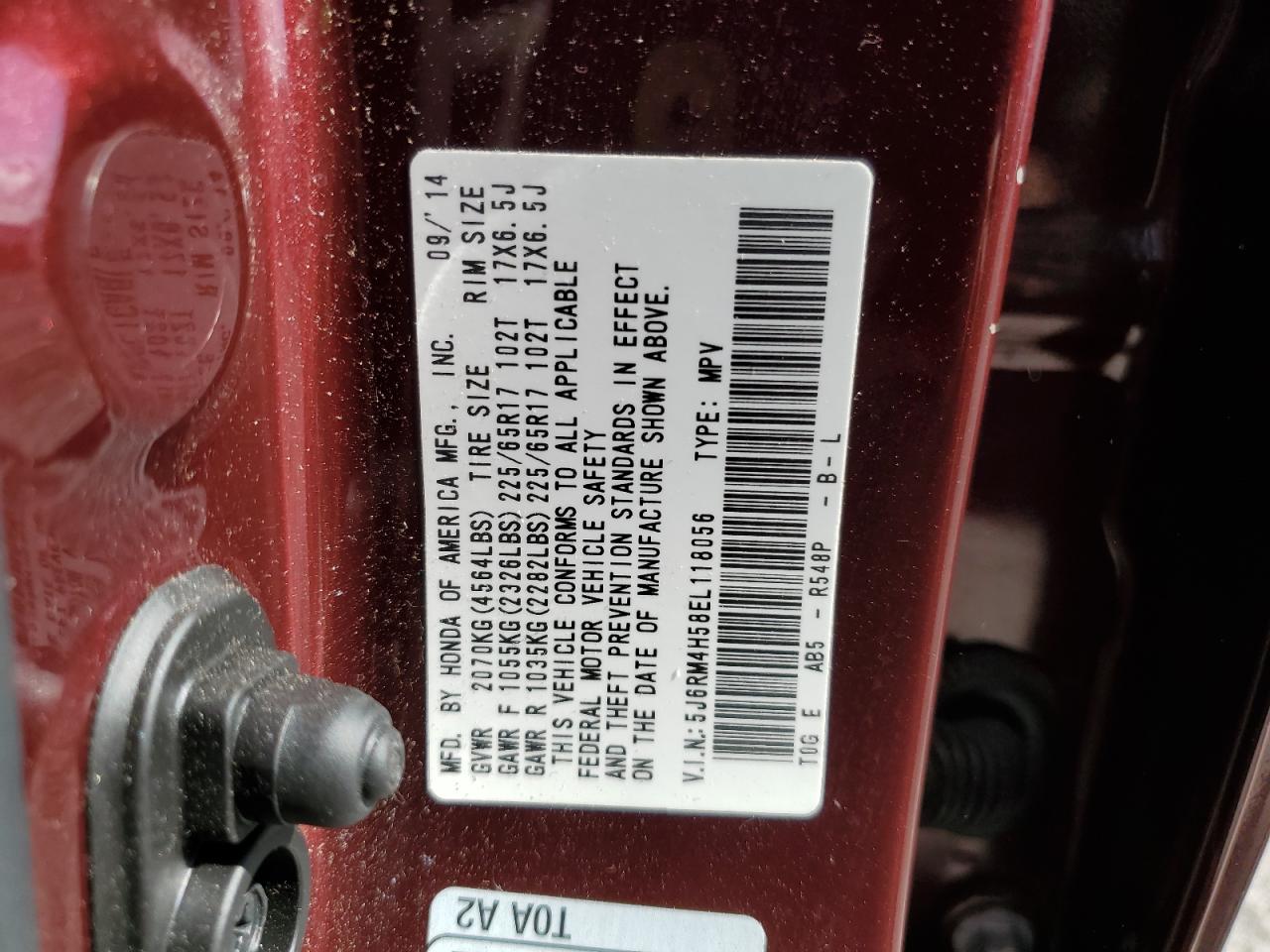 2014 Honda Cr-V Ex VIN: 5J6RM4H58EL118056 Lot: 85642685