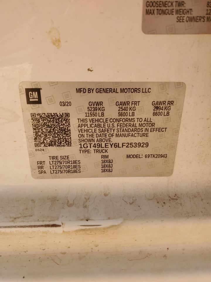 2020 GMC Sierra K2500 Heavy Duty VIN: 1GT49LEY6LF253929 Lot: 90730375