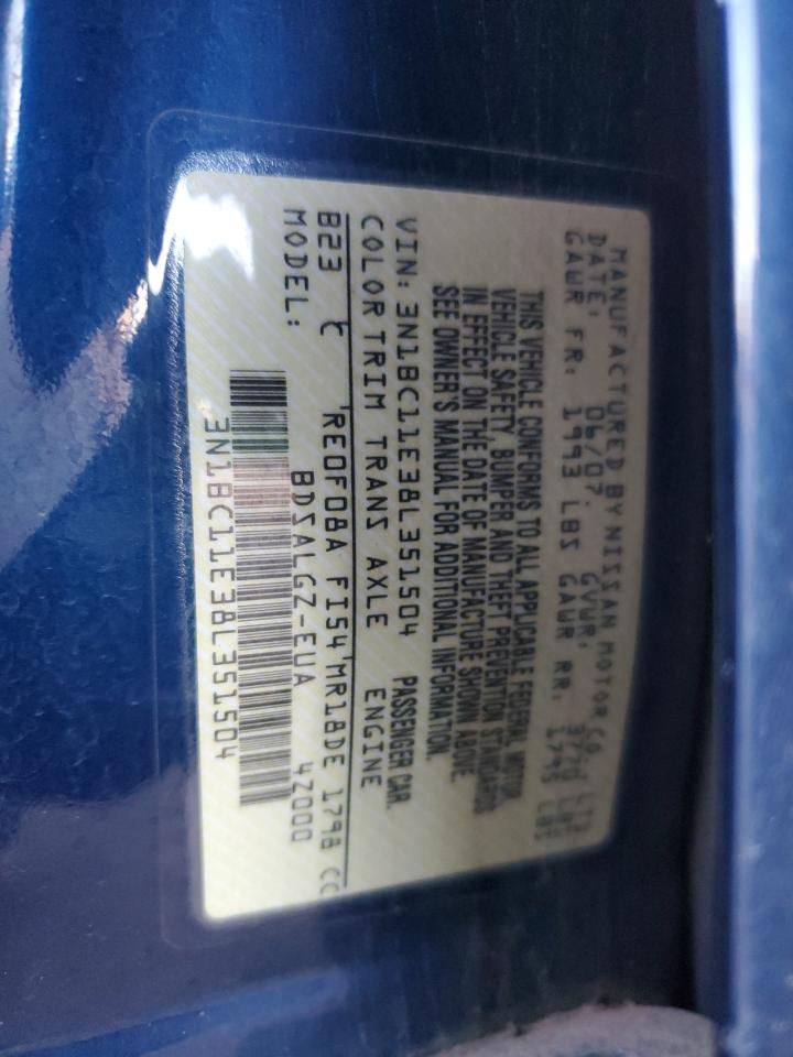 2008 Nissan Versa S VIN: 3N1BC11E38L351504 Lot: 87034265
