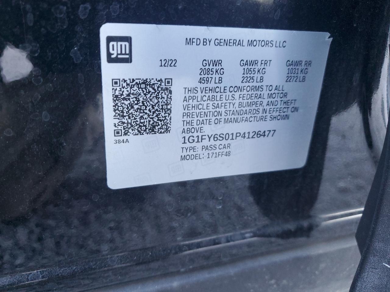 2023 Chevrolet Bolt Euv Lt VIN: 1G1FY6S01P4126477 Lot: 85393025