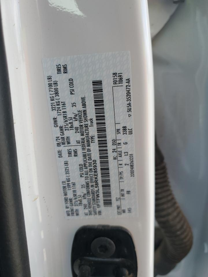 2024 Ford F150 Xlt VIN: 1FTFW3L58RKE85930 Lot: 81508825