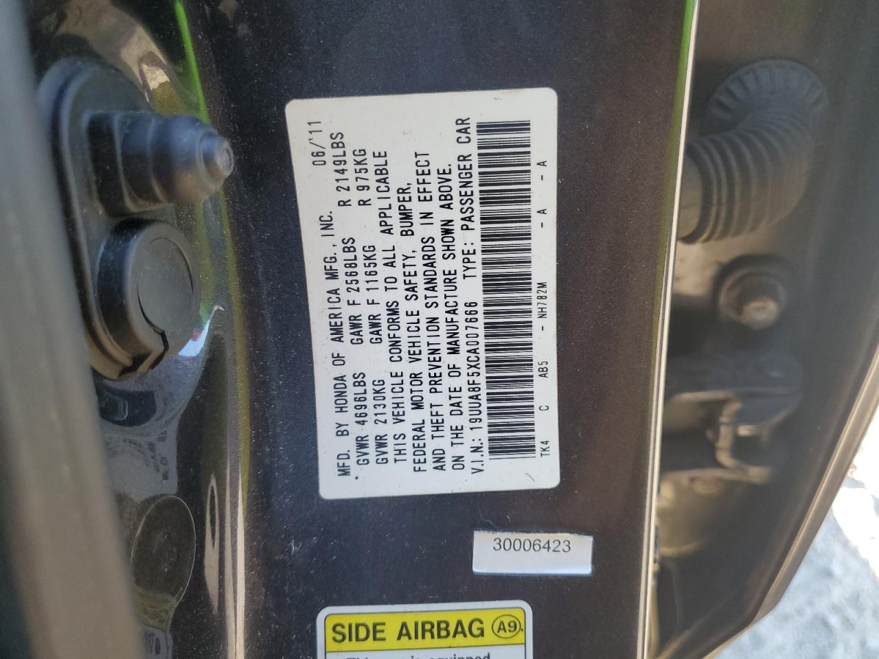 2012 Acura Tl VIN: 19UUA8F5XCA007666 Lot: 84873385