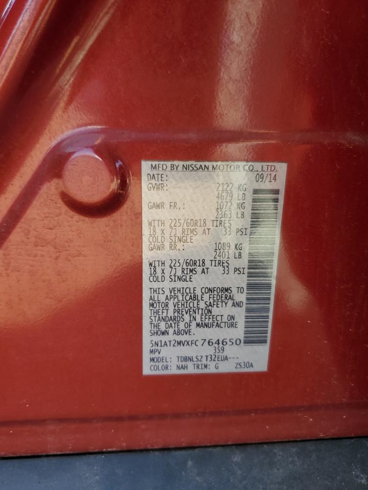 2015 Nissan Rogue S VIN: 5N1AT2MVXFC764650 Lot: 80439305