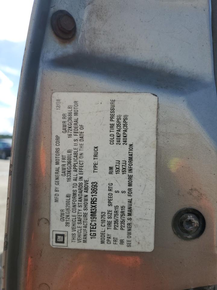 1999 GMC Sierra C1500 VIN: 1GTEC19M3XR513693 Lot: 84982745