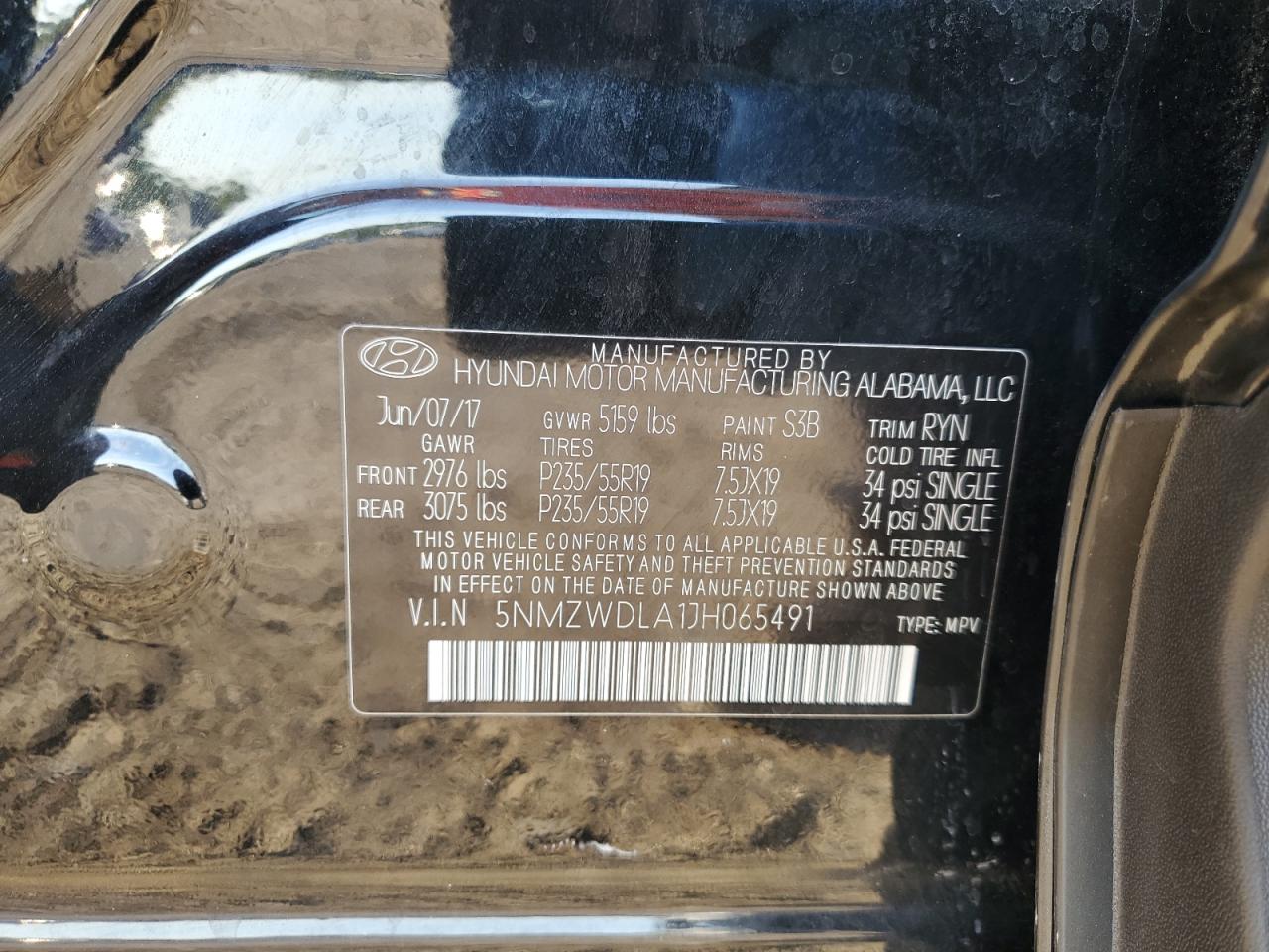 2018 Hyundai Santa Fe Sport VIN: 5NMZWDLA1JH065491 Lot: 84480895