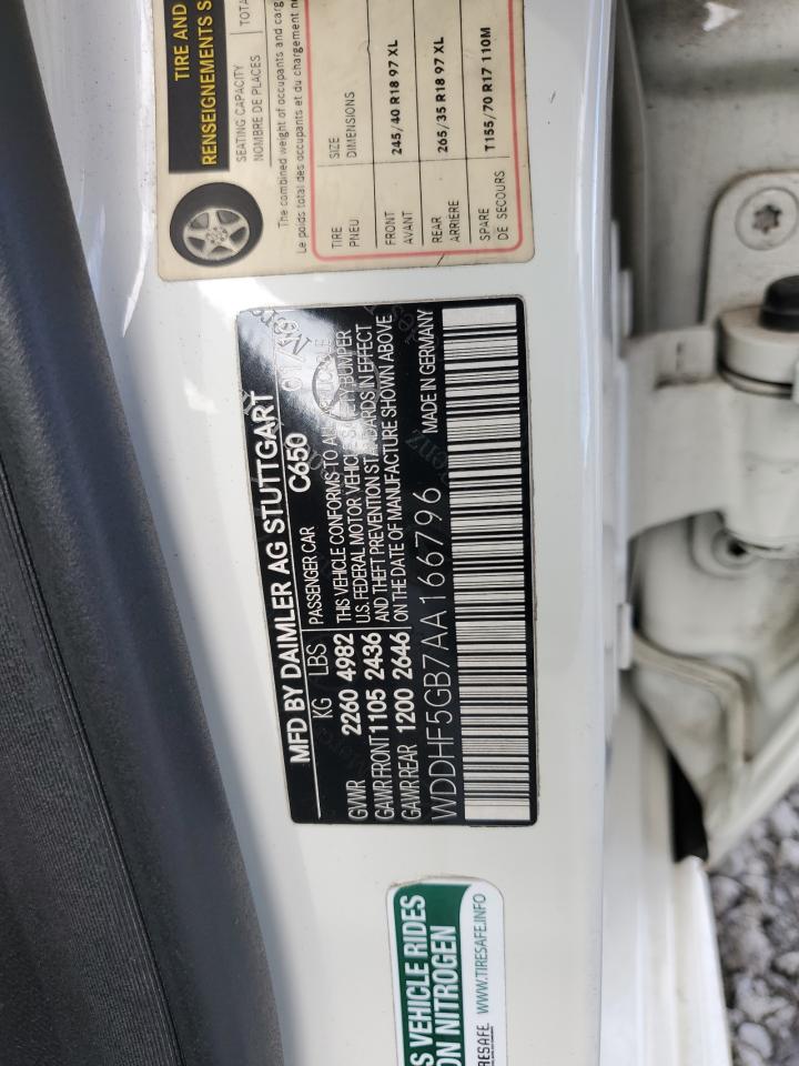 2010 Mercedes-Benz E 350 VIN: WDDHF5GB7AA166796 Lot: 90557765