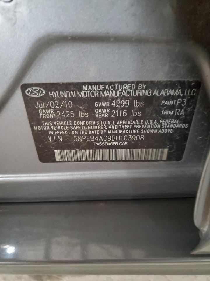 2011 Hyundai Sonata Gls VIN: 5NPEB4AC9BH103908 Lot: 84281035