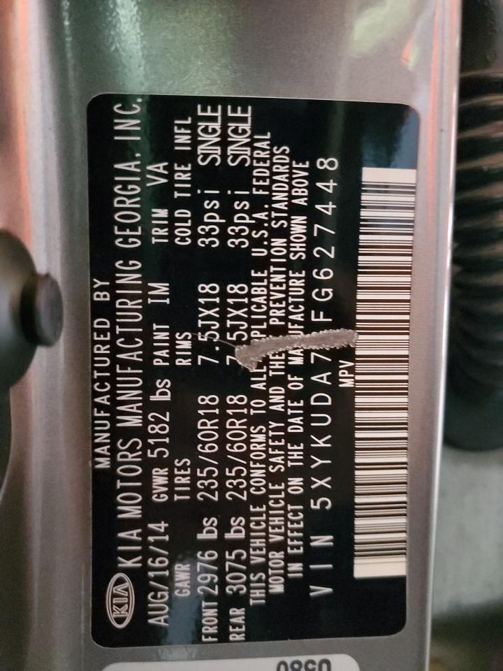 2015 Kia Sorento Ex VIN: 5XYKUDA76FG627448 Lot: 82314675