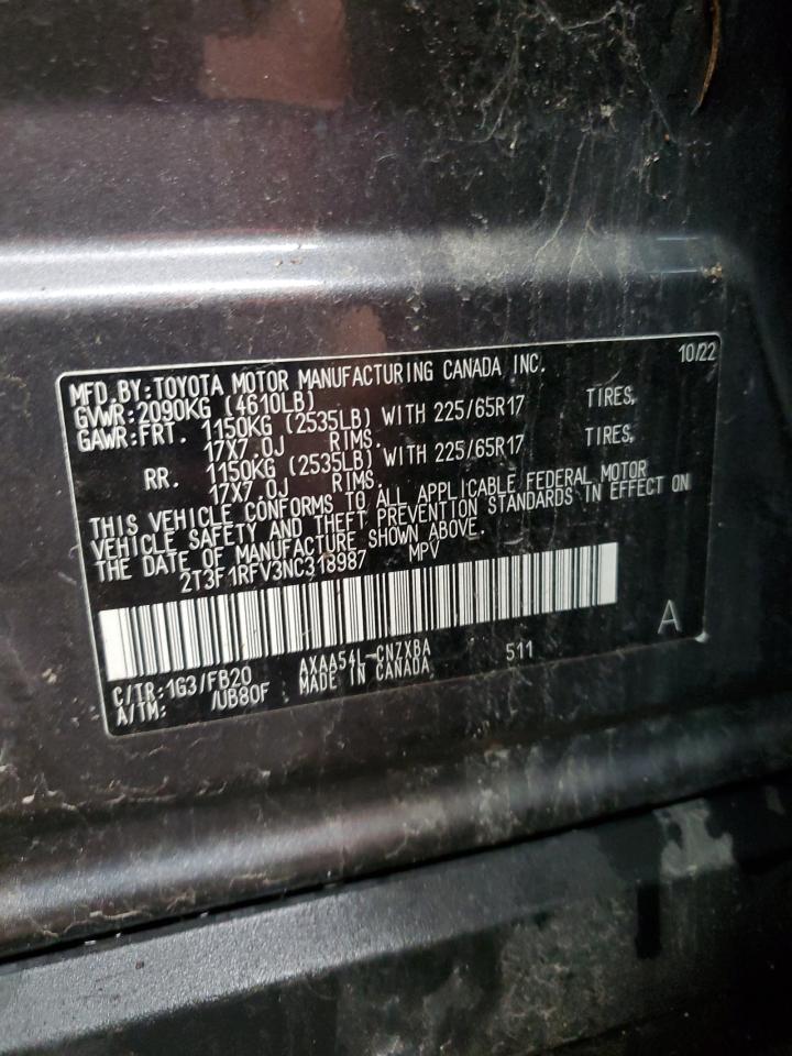 2022 Toyota Rav4 Le VIN: 2T3F1RFV3NC318987 Lot: 84179105