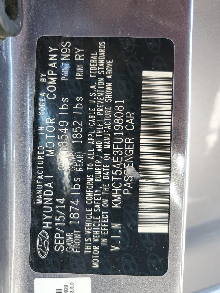 2015 Hyundai Accent Gs VIN: KMHCT5AE3FU198081 Lot: 82412265