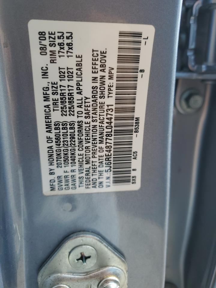 2008 Honda Cr-V Exl VIN: 5J6RE48778L044731 Lot: 86147235