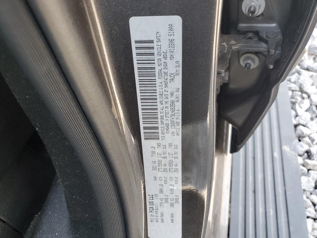 2020 Ram 1500 Limited VIN: 1C6SRFHT8LN263500 Lot: 87114015