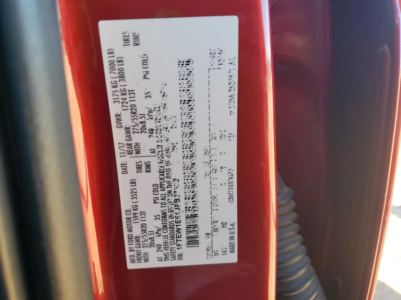 2018 Ford F150 Supercrew VIN: 1FTEW1E51JFB27322 Lot: 89920125