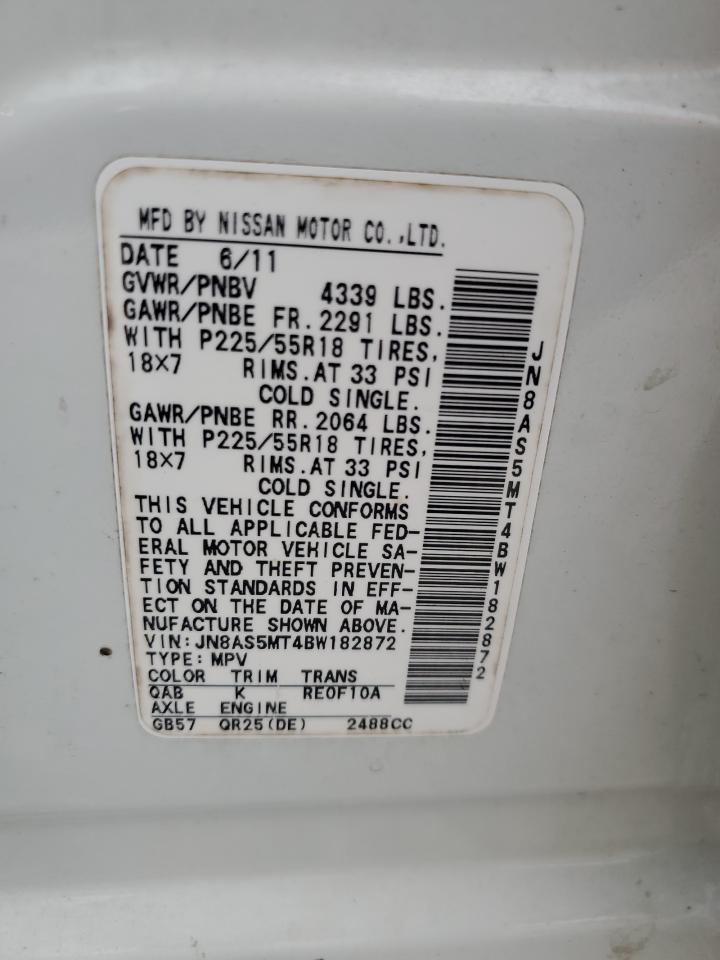 2011 Nissan Rogue S VIN: JN8AS5MT4BW182872 Lot: 83947535