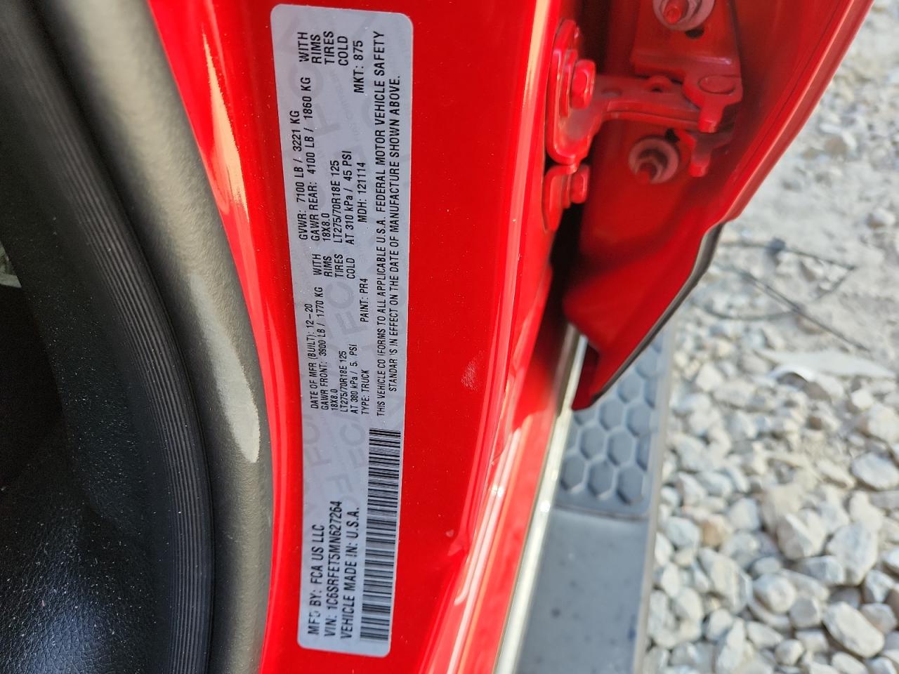 2021 Ram 1500 Rebel VIN: 1C6SRFET5MN627264 Lot: 86267315