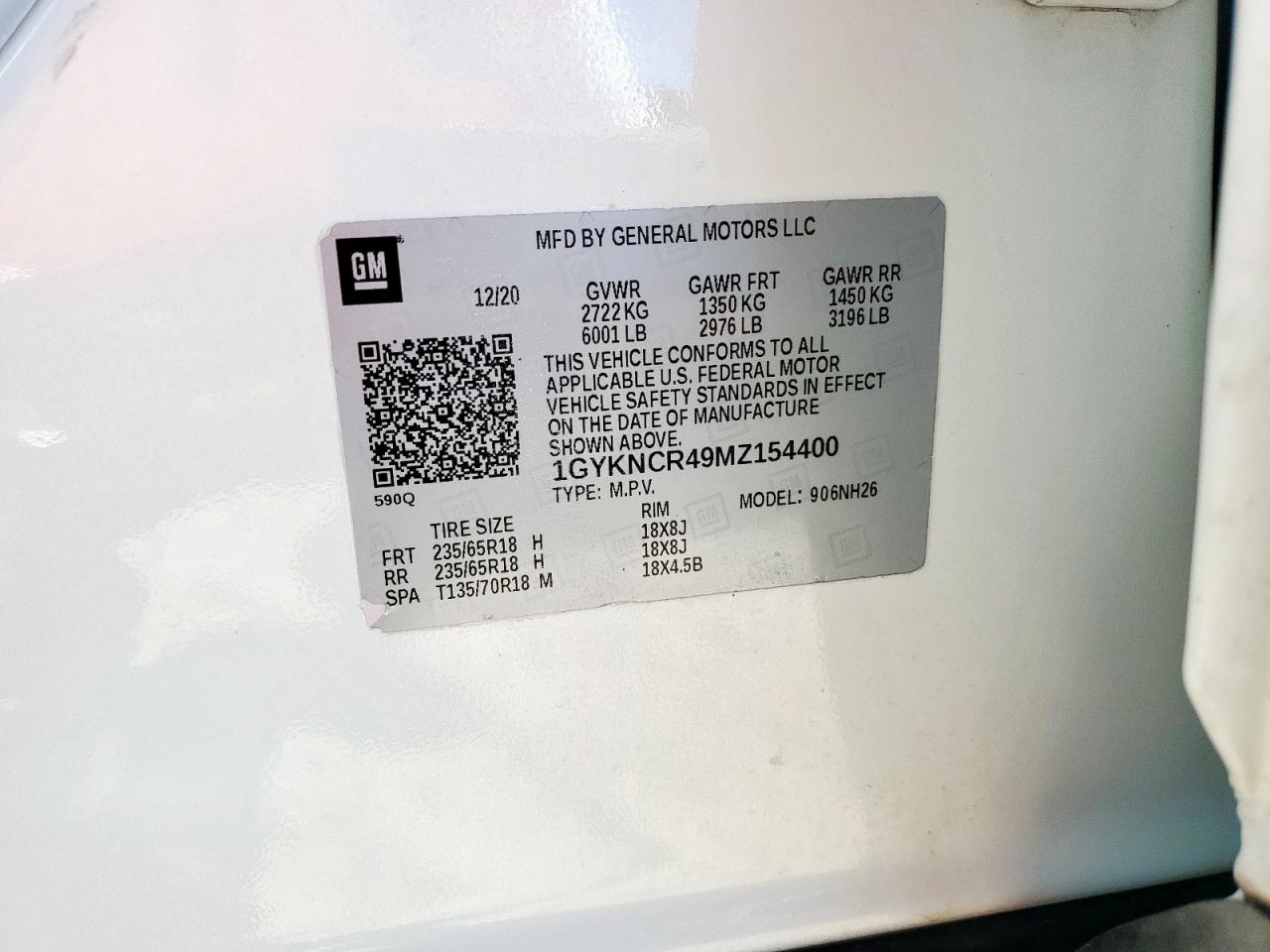 2021 Cadillac Xt5 Premium Luxury VIN: 1GYKNCR49MZ154400 Lot: 85552185