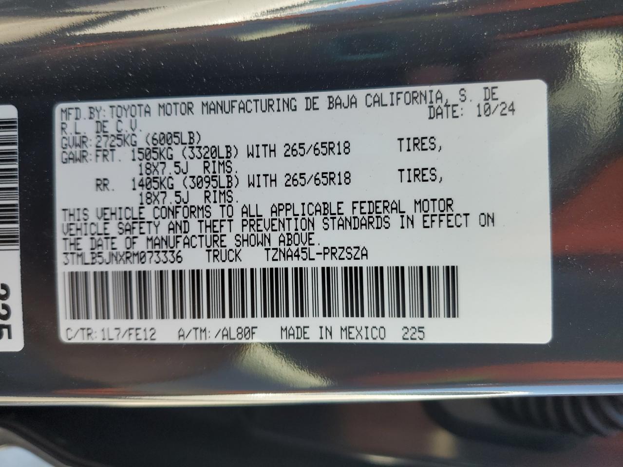 2024 Toyota Tacoma Double Cab VIN: 3TMLB5JNXRM073336 Lot: 84478475