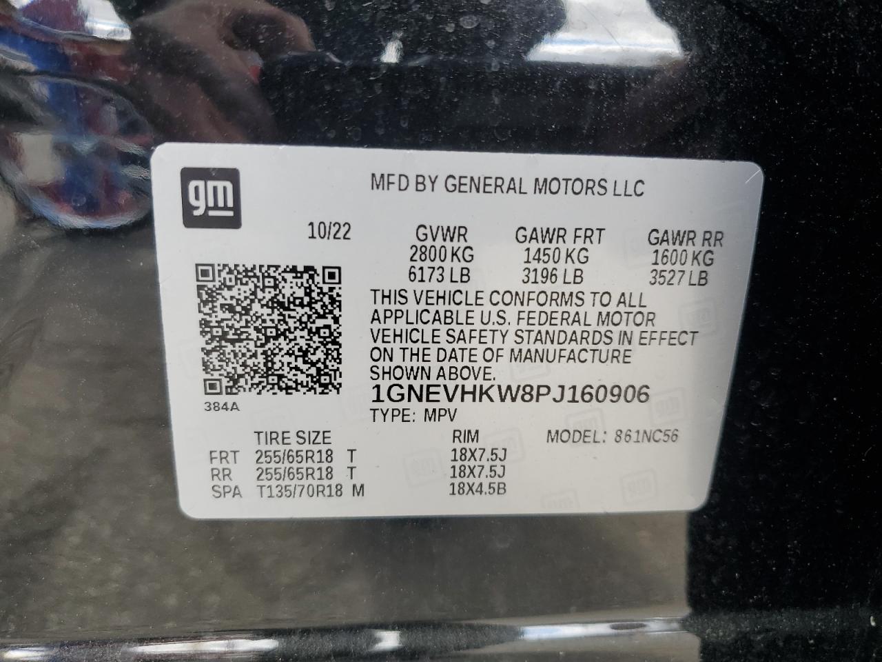 2023 Chevrolet Traverse Lt VIN: 1GNEVHKW8PJ160906 Lot: 85277355