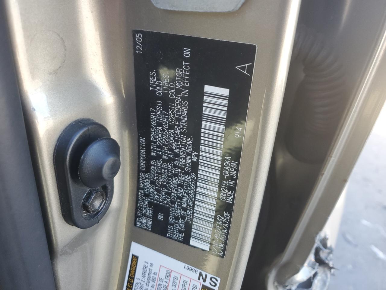 2006 Toyota 4Runner Sr5 VIN: JTEBU14R268065739 Lot: 84401585