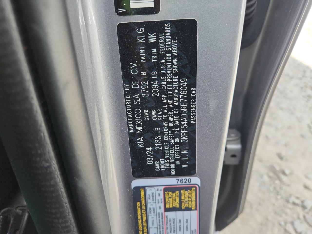 2024 Kia Forte Gt Line VIN: 3KPF54AD5RE776049 Lot: 82444115