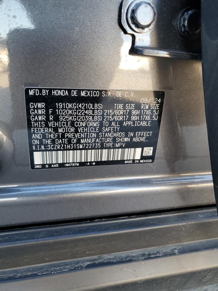 2025 Honda Hr-V Lx VIN: 3CZRZ1H31SM722735 Lot: 85513225