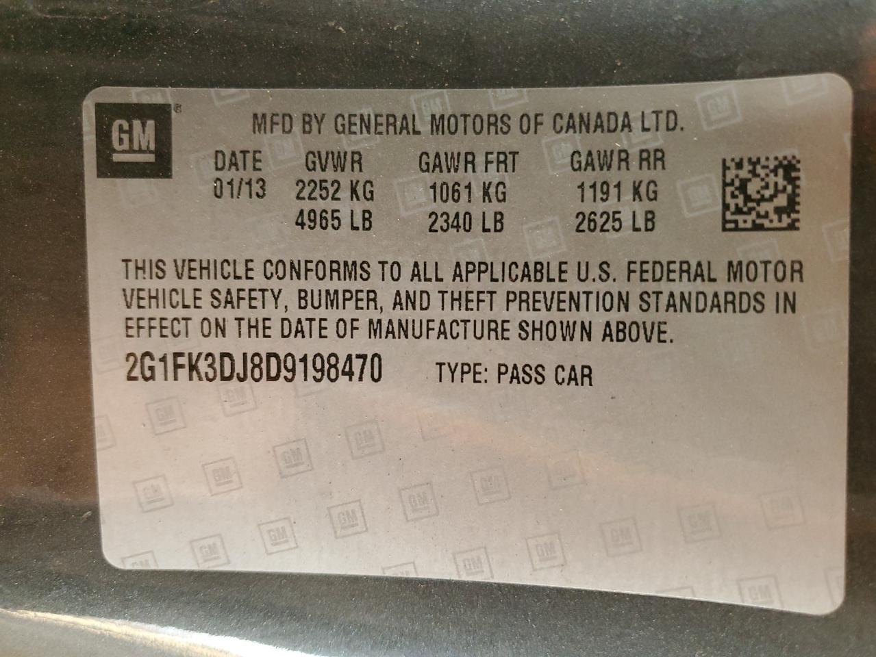 2013 Chevrolet Camaro 2Ss VIN: 2G1FK3DJ8D9198470 Lot: 85587785