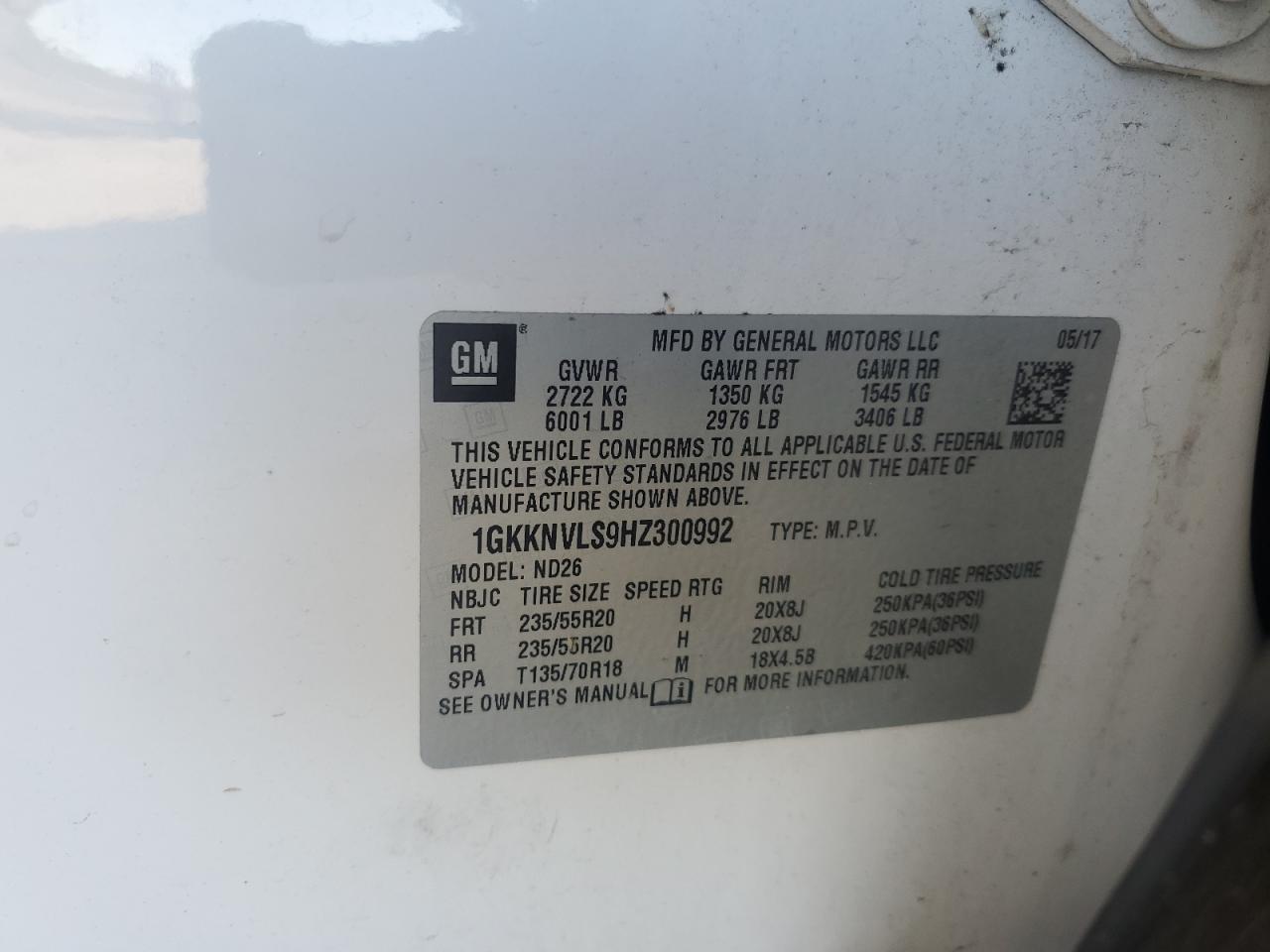 2017 GMC Acadia All Terrain VIN: 1GKKNVLS9HZ300992 Lot: 85743045