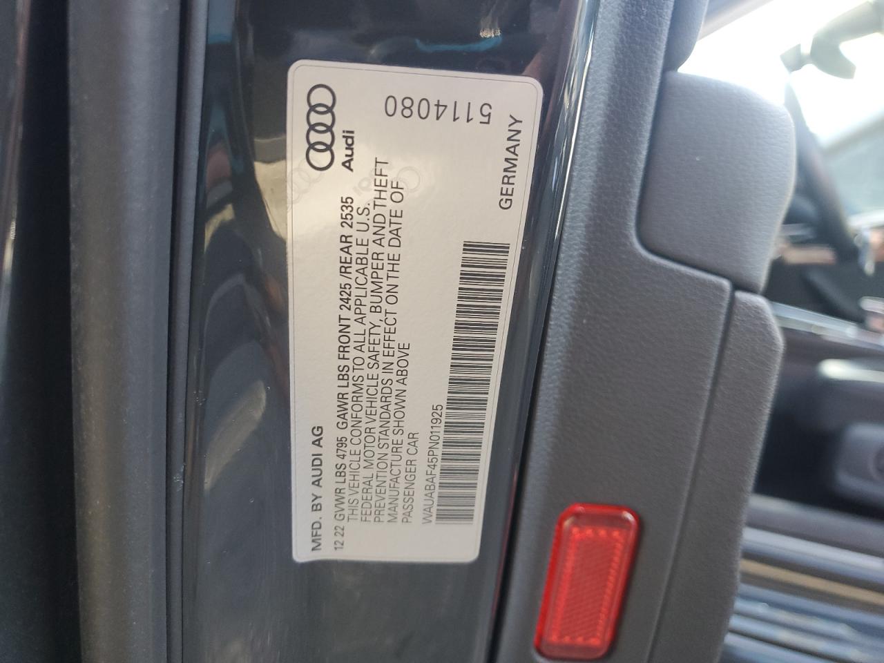 2023 Audi A4 Premium 40 VIN: WAUABAF45PN011925 Lot: 86472985