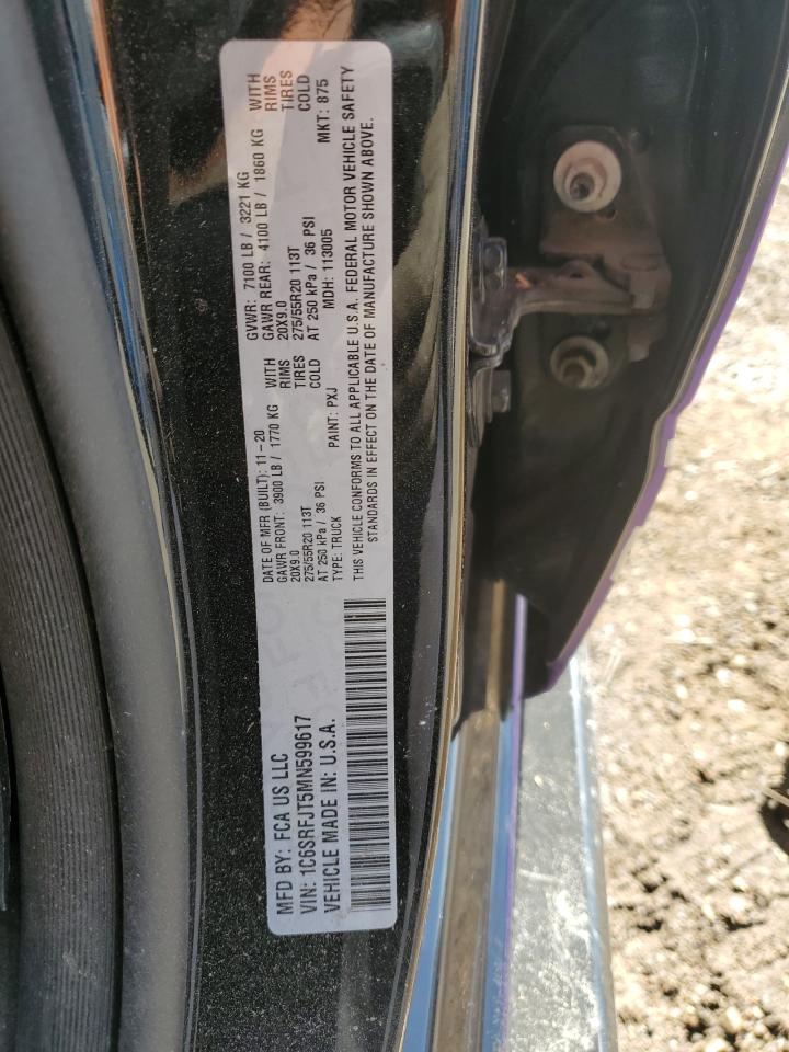 2021 Ram 1500 Laramie VIN: 1C6SRFJT5MN599617 Lot: 84061335