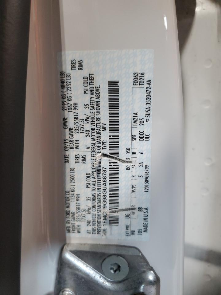 2016 Ford Escape Se VIN: 1FMCU9G98GUA88787 Lot: 90447285