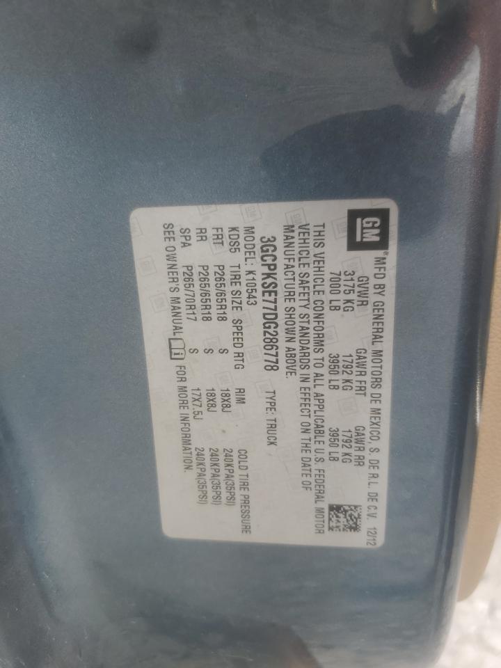 2013 Chevrolet Silverado K1500 Lt VIN: 3GCPKSE77DG286778 Lot: 81997125