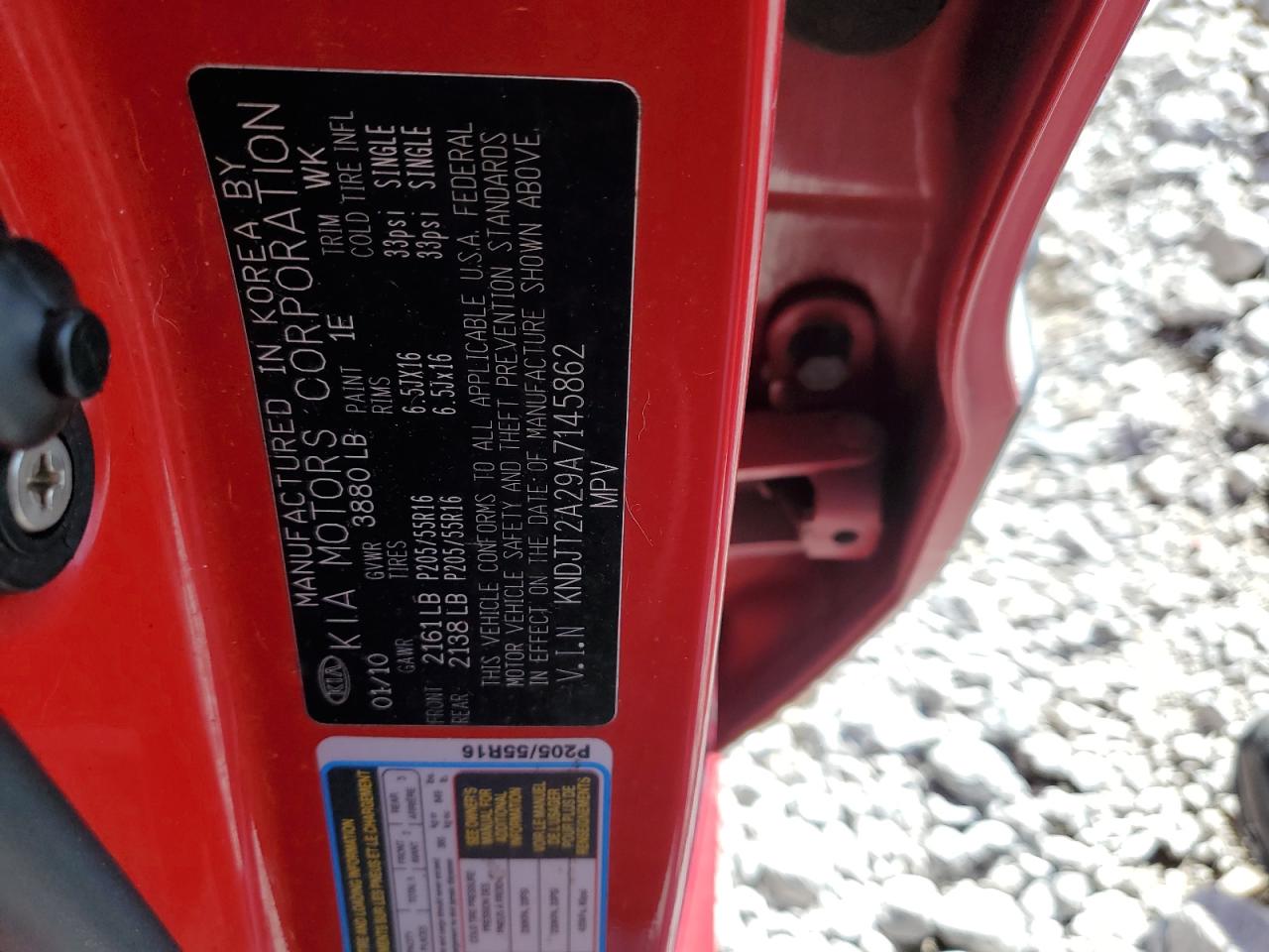 2010 Kia Soul + VIN: KNDJT2A29A7145862 Lot: 86335565