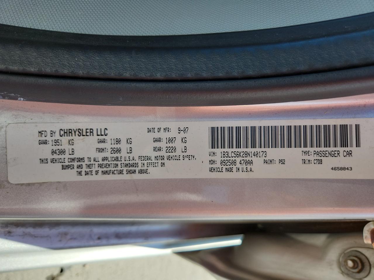 2008 Dodge Avenger Sxt VIN: 1B3LC56K28N140173 Lot: 82185385