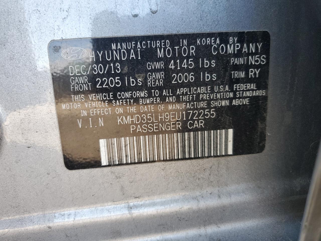 2014 Hyundai Elantra Gt VIN: KMHD35LH9EU172255 Lot: 85844755